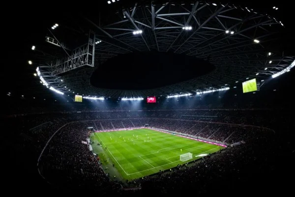 football stadium floodlights night